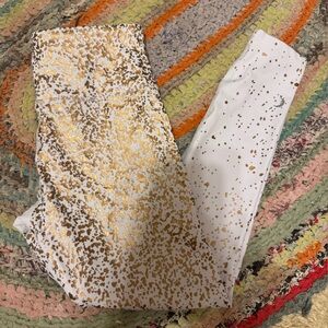 ZYIA White Leggings with Metallic Gold Splatter